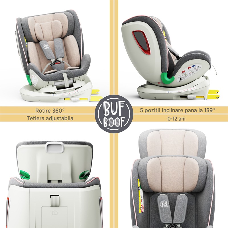 Scaun Auto Buf Boof Deluxe i-Size Rotativ 360° - imagine 2