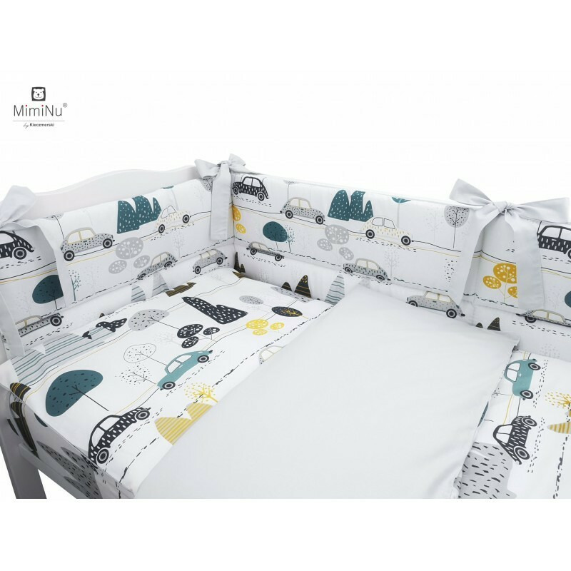 Set Lenjerie Patut MimiNu 6 Piese Bumbac Gri - imagine 3