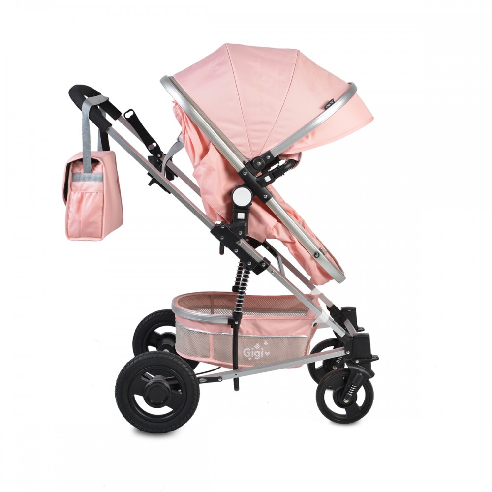 Carucior 2 in 1 Moni Gigi Pink, Transformabil 0-15kg