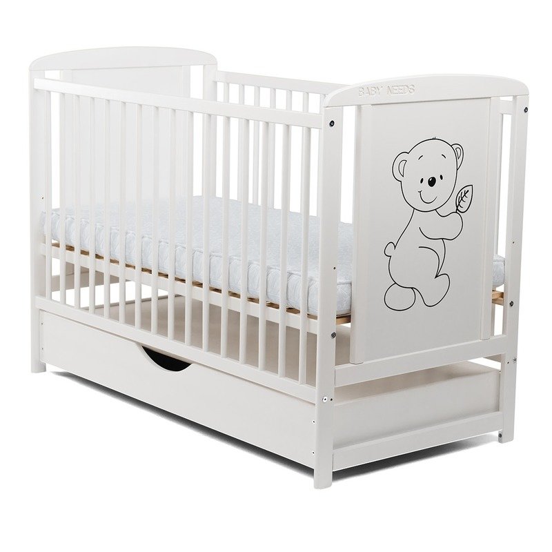 Patut Babyneeds cu Sertar 120x60 cm - Alb