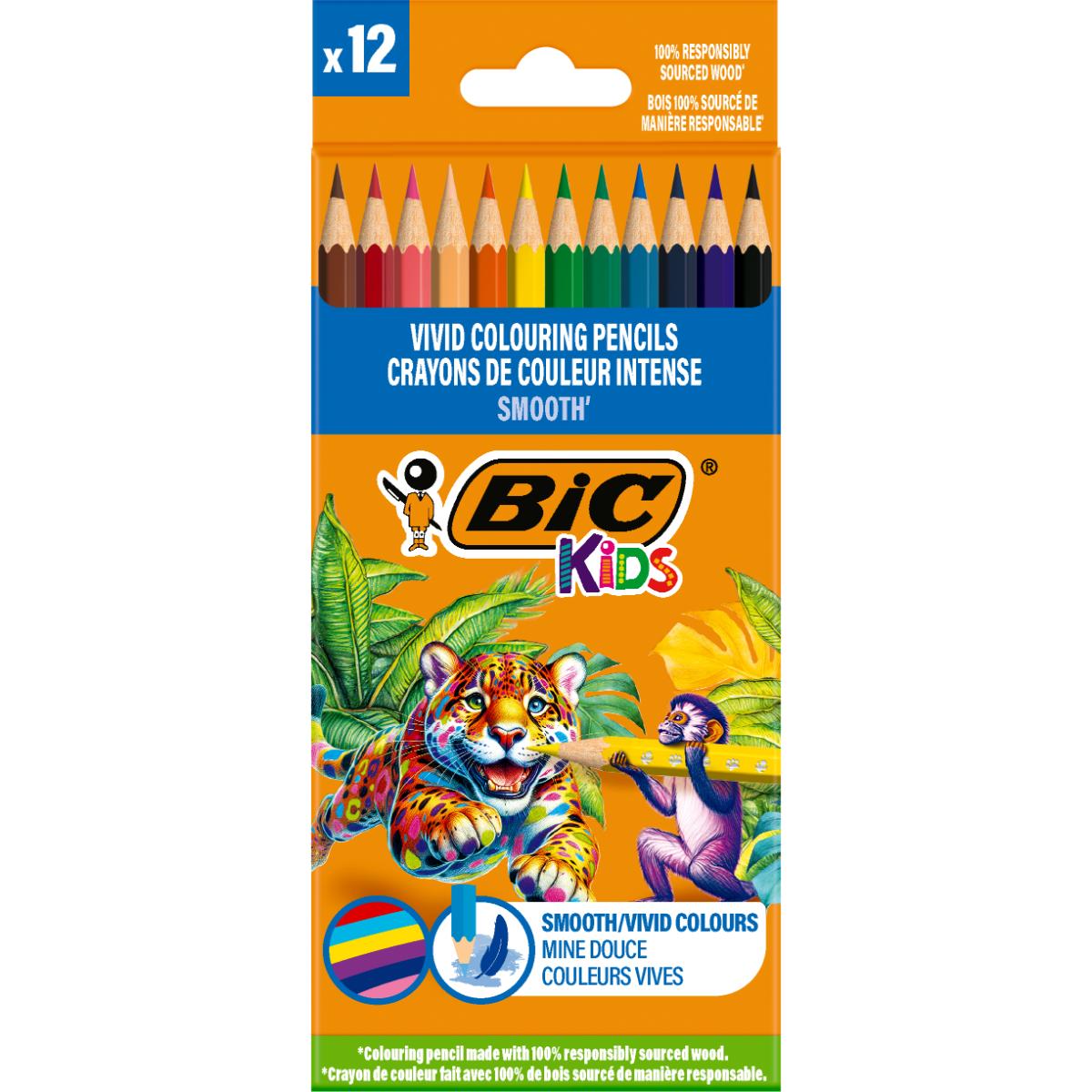 Set 12 Creioane Colorate Bic Evolution Smooth