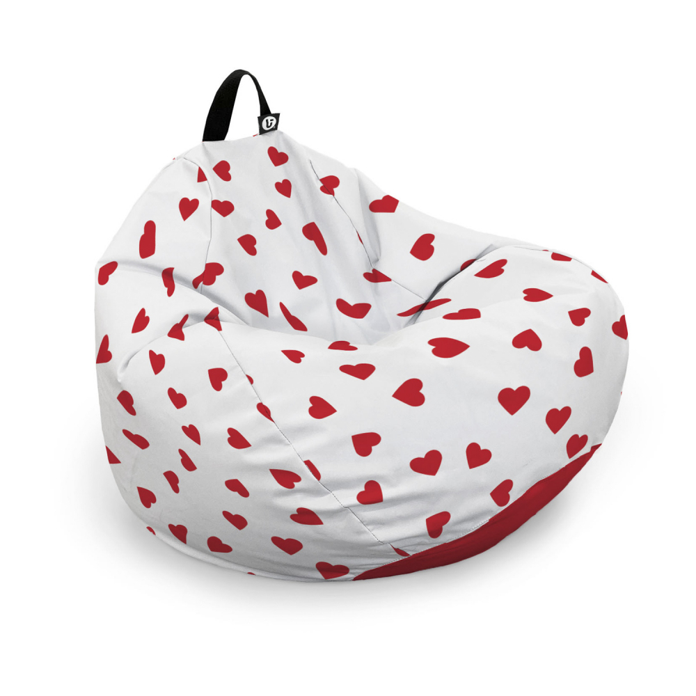 Husa Puf Para XL Updeco, Model Inimi pe Alb - imagine 6