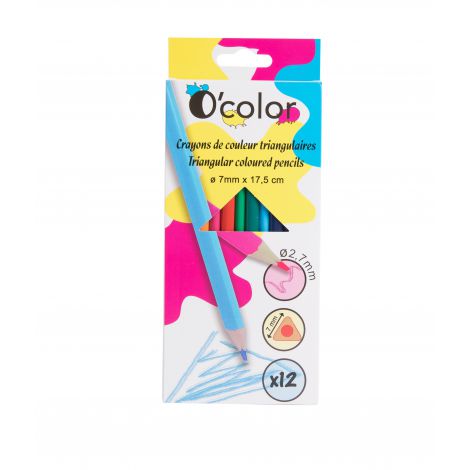 Set 12 Creioane Colorate Triunghiulare Ocolor Ergonomice