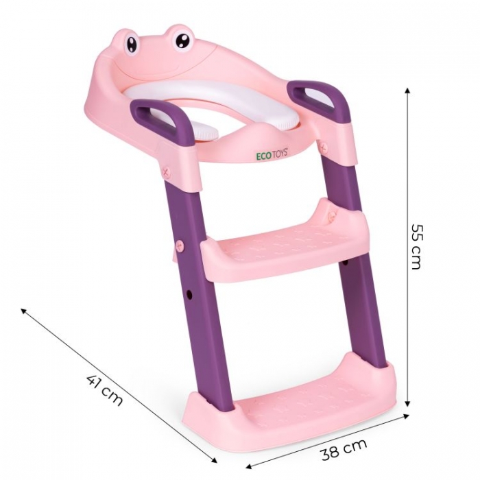 Reductor Toaletă Ecotoys PP8001 Roz cu Scară - imagine 6