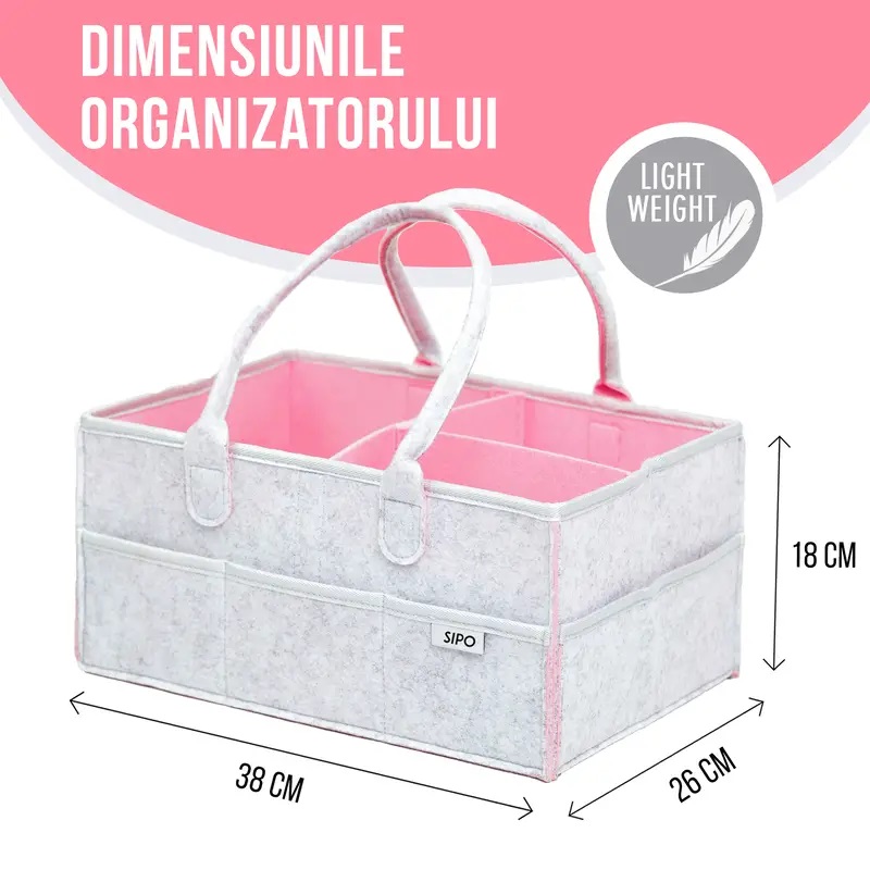 Organizator Scutece SIPO Pink, 8 Buzunare