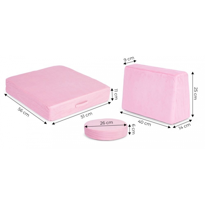 Canapea Modulară Ecotoys Roz - 8 Piese Configurabile - imagine 6