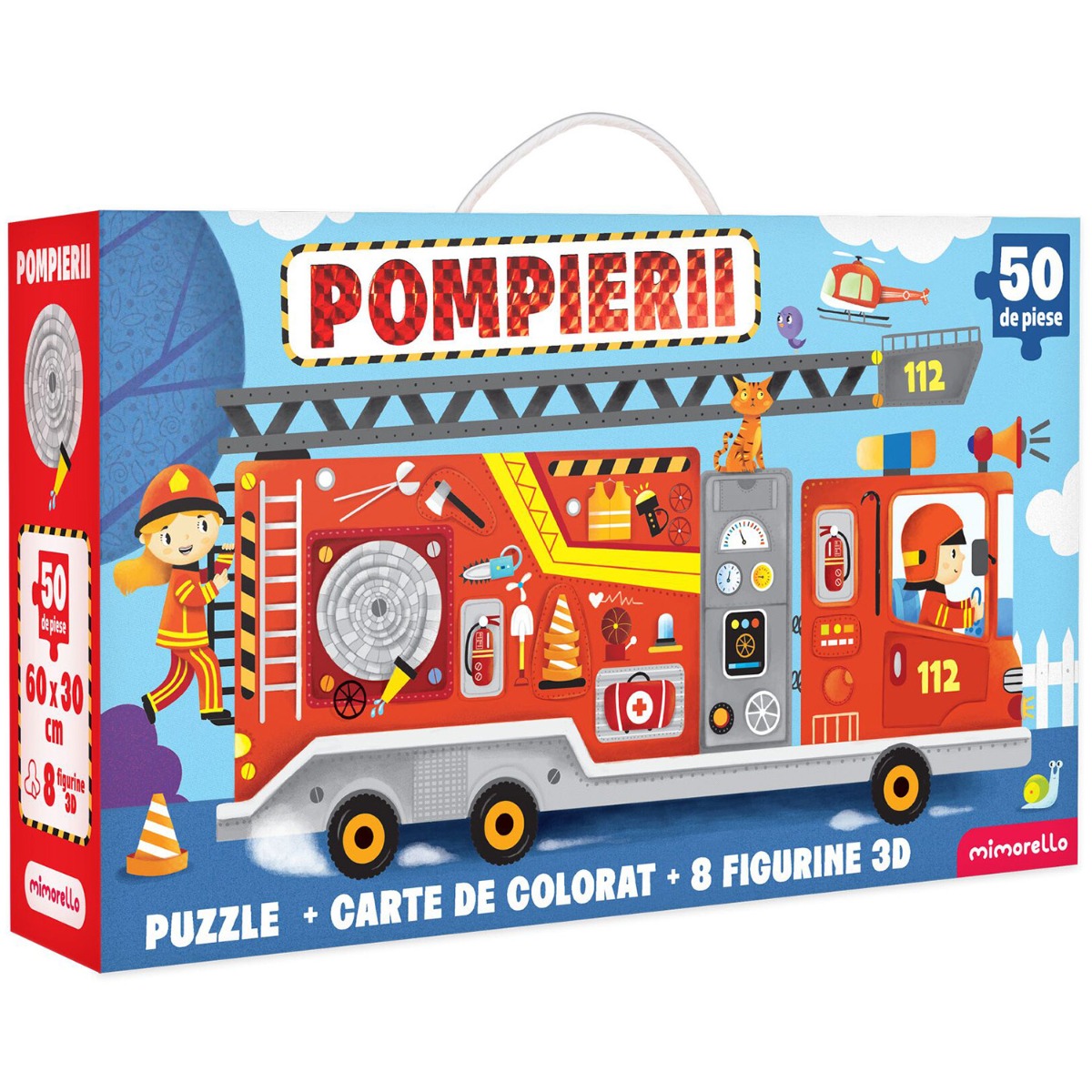 Puzzle Mimorello Pompierii 50 piese + 8 figuri 3D