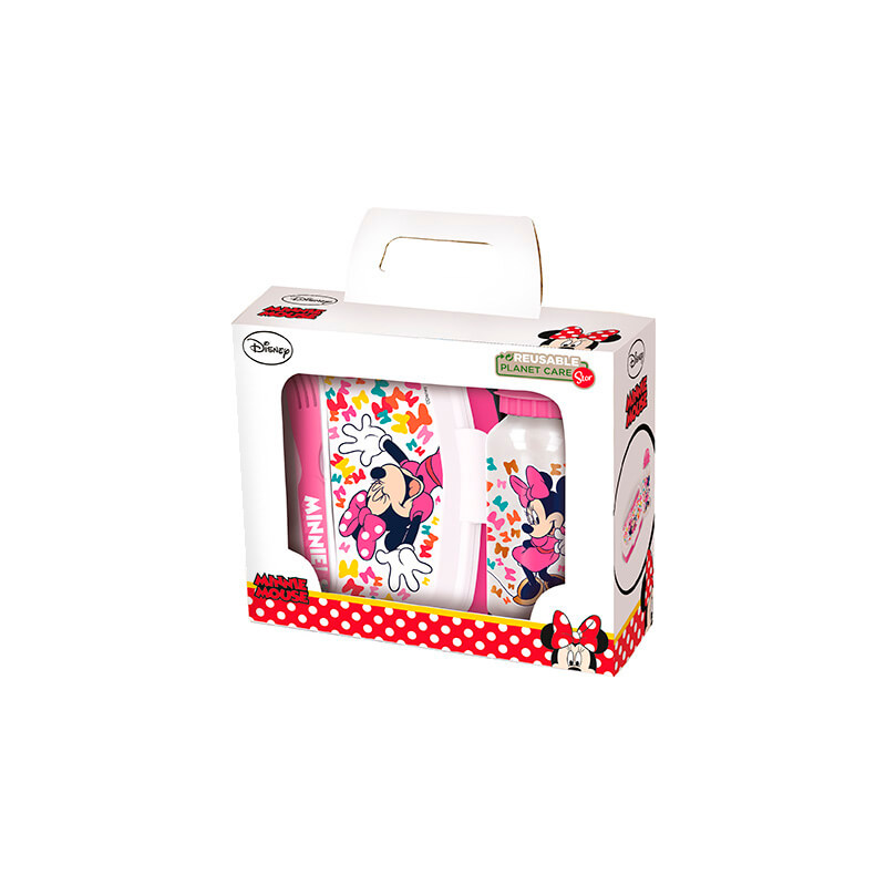 Set Minnie Mouse: Sticlă Inox + Cutie Sandwich | Safta