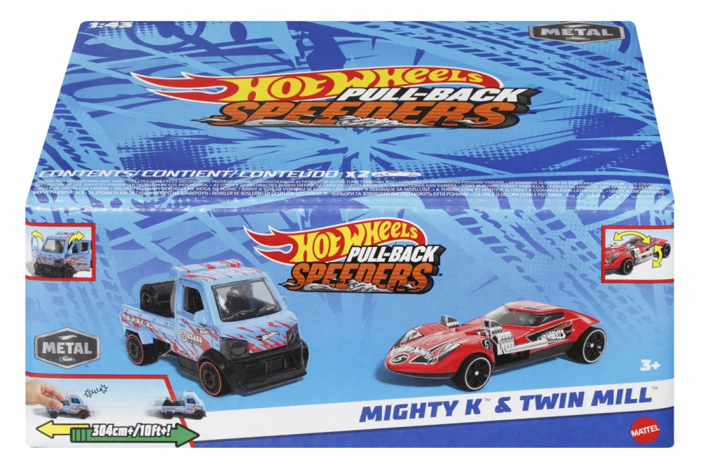 Set 2 Masinițe Hot Wheels Metalice Pull-Back