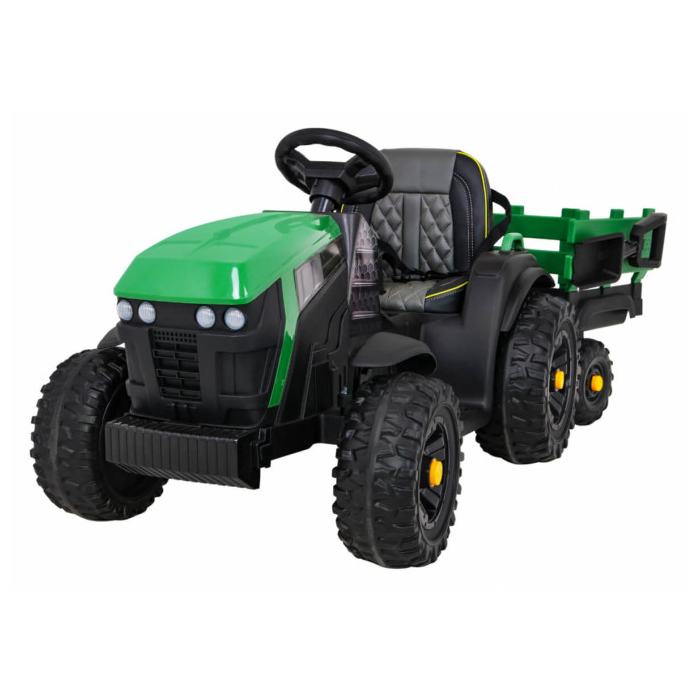Tractor Electric Copii Verde cu Remorcă Autokids