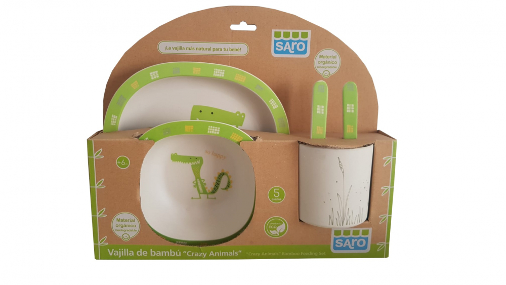 Set 5 piese Crazy Animals Saro Baby, Bambus - imagine 2