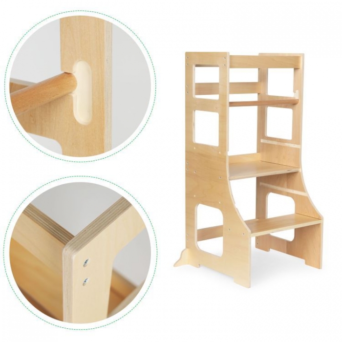 Turn de învățare Ecotoys ajustabil, lemn masiv - imagine 5
