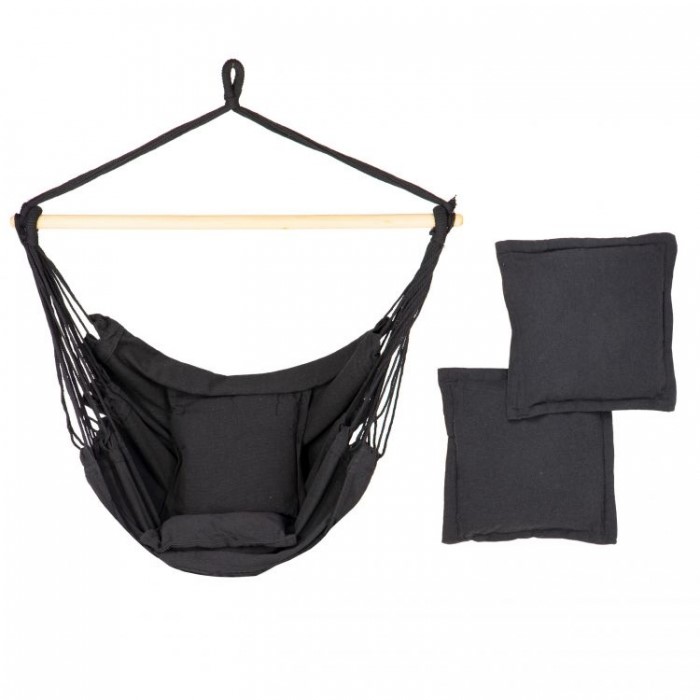 Scaun hamac ModernHome negru cu perne - relaxare