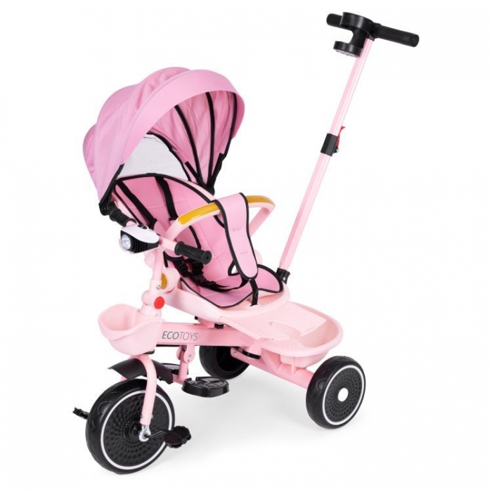 Tricicleta Ecotoys 2in1 Roz - Scaun Rotativ 360° - imagine 6