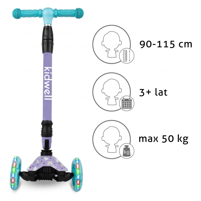 Trotineta Kidwell Vento Kitty Pliabilă cu LED - imagine 3