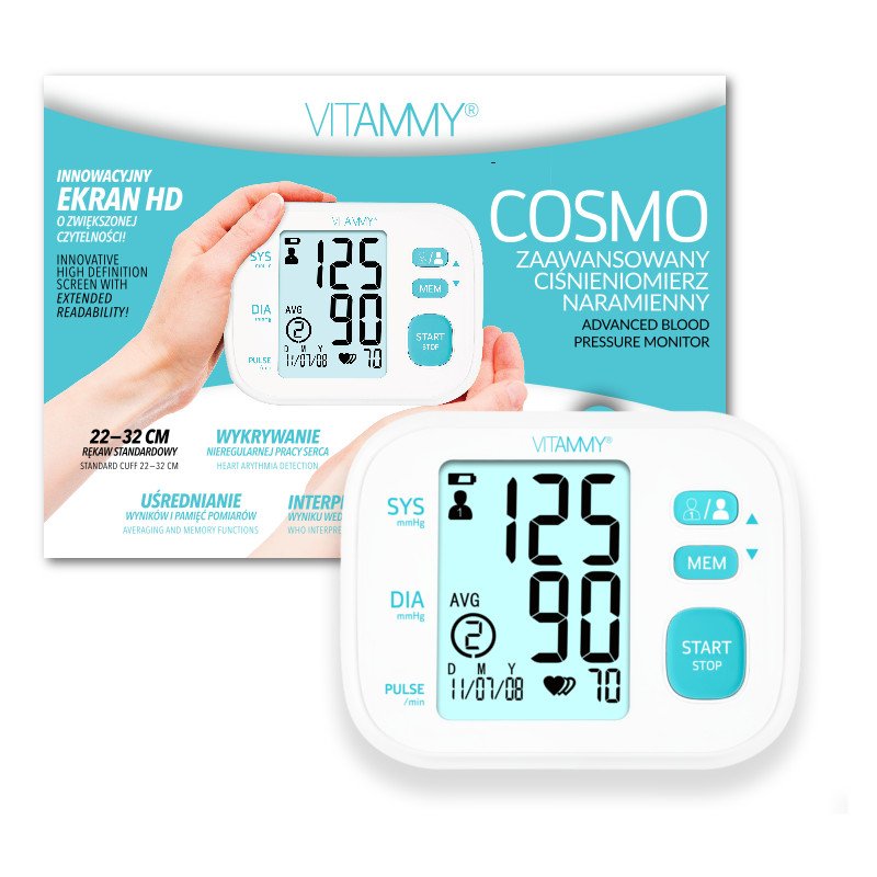 Tensiometru Vitammy Cosmo, Mănşă 22-32 cm, Alb-Turcoaz - imagine 4