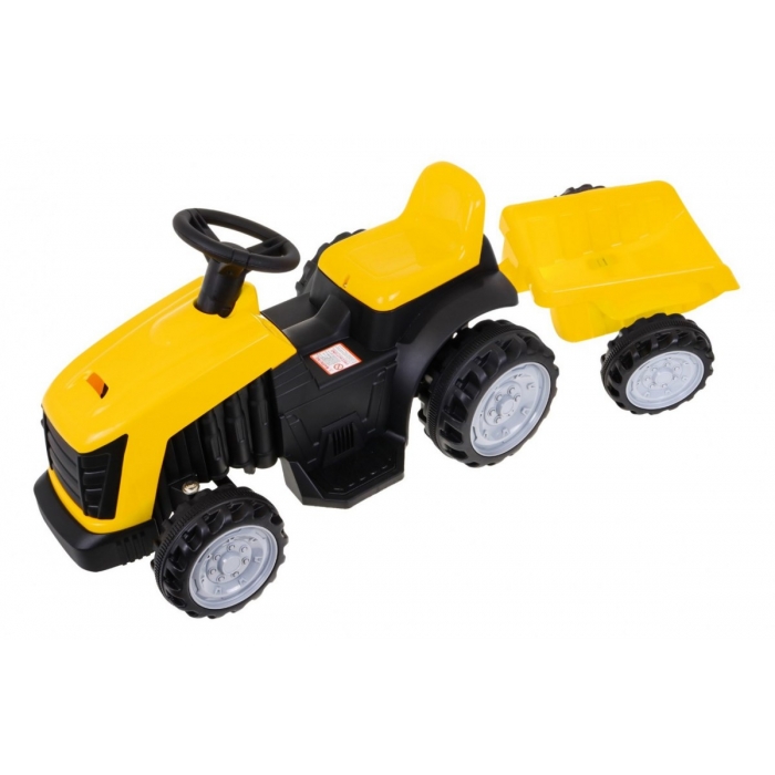 Tractor Electric Ramiz Galben cu Remorcă 25W