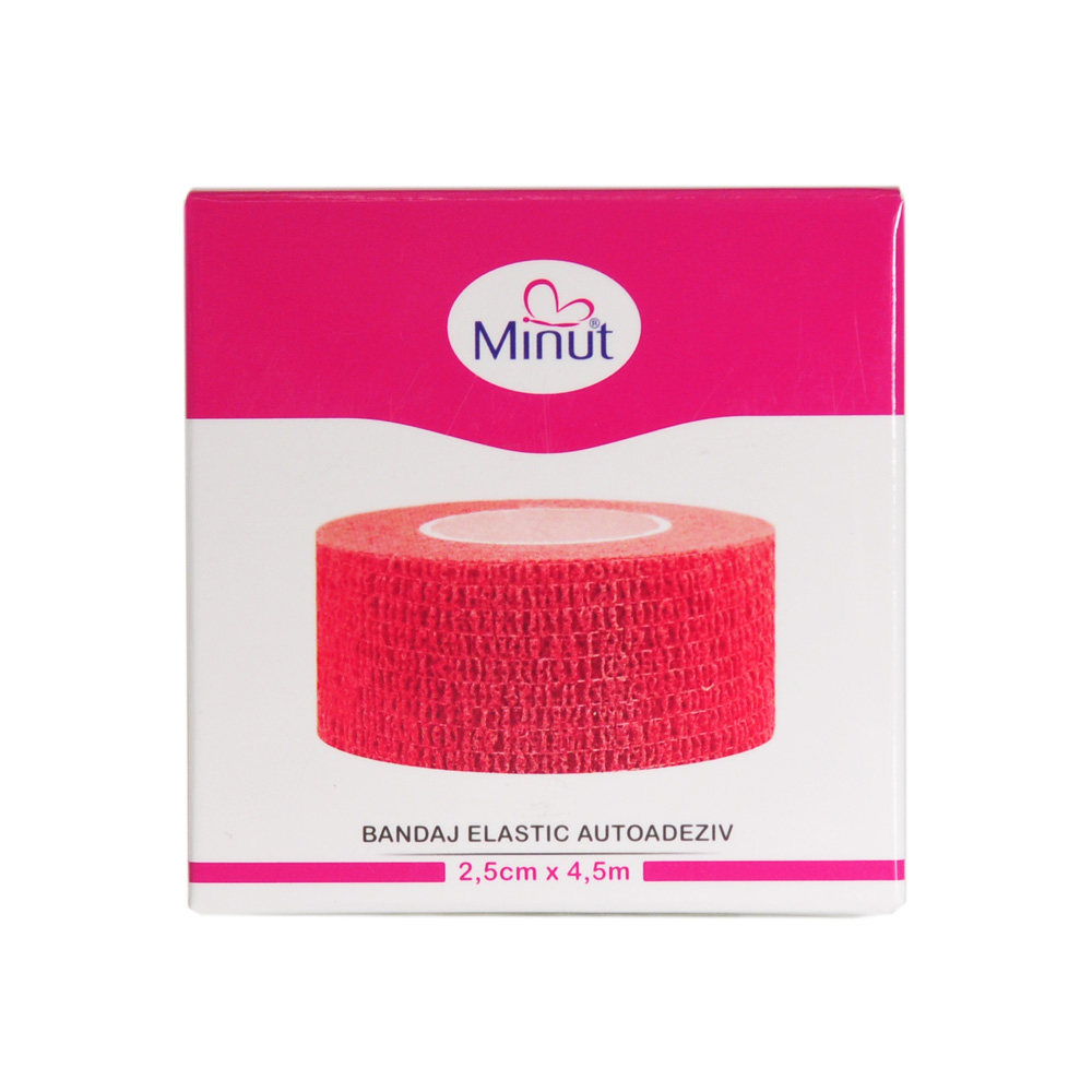 Bandaj Elastic Autoadeziv Minut Roșu 2.5cm x 4.5m
