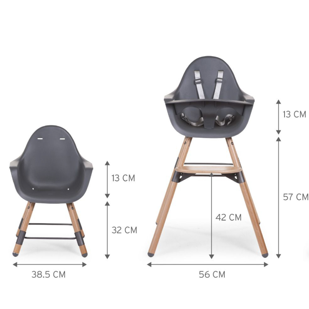 Scaun de masa Childhome Evolu 2, Natural/Antracit, Reglabil