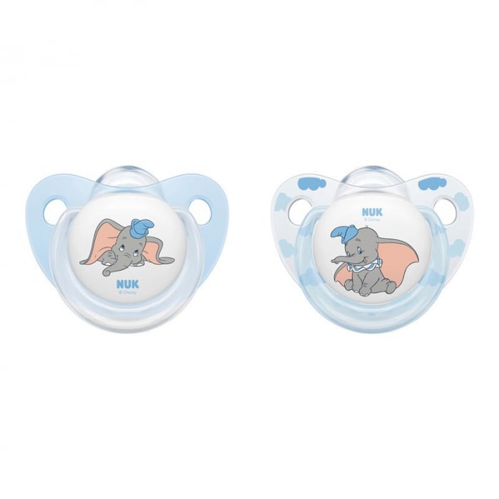 Suzeta Nuk Disney Dumbo M1 Silicon, 2 Bucăți, 0-6 Luni