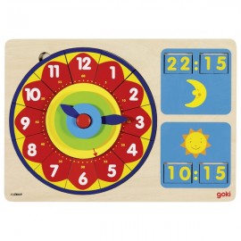 Ceas Puzzle Goki Analog-Digital Lemn