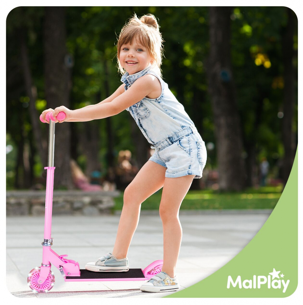 Trotineta Malplay Pink LED, Pliabila si Reglabila - imagine 9
