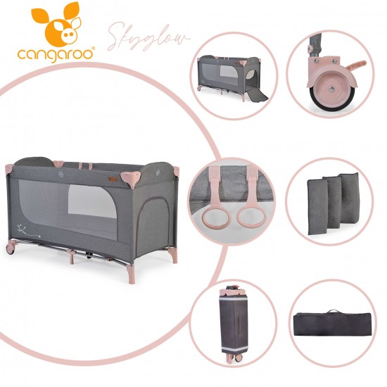 Patut pliabil Cangaroo SkyGlow Pink, 1 nivel