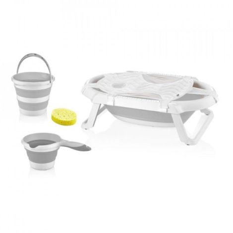 Babyjem Set Cadita Pliabila Baie 5 Piese Gri - imagine 5