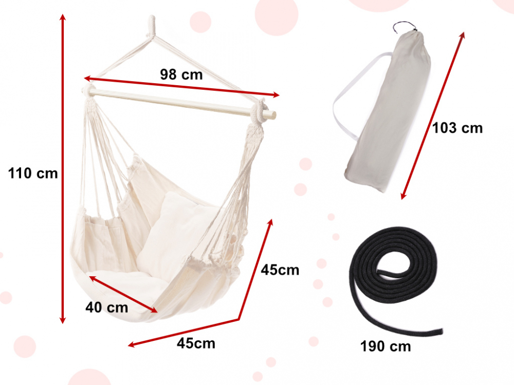 Hamac Brazil Beige Ikonka, 130x100cm - imagine 3