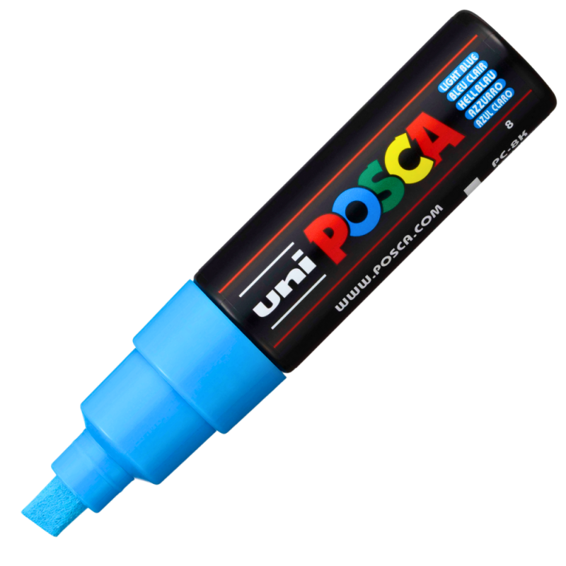 Marker UNI PC-8K Posca, 8.0 mm, vârf teșit, albastru