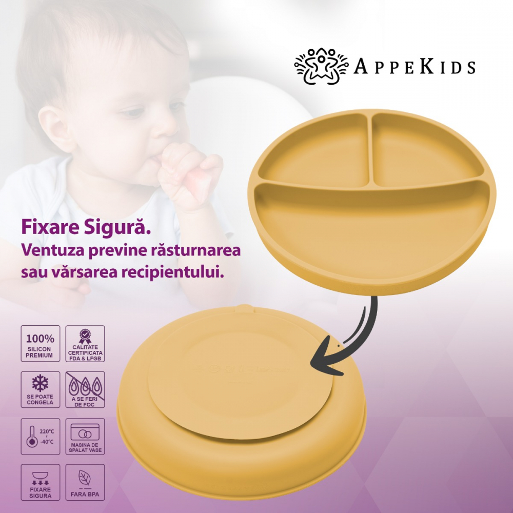 Set Diversificare AppeKids Silicon Basic Honey, 4 Piese - imagine 4
