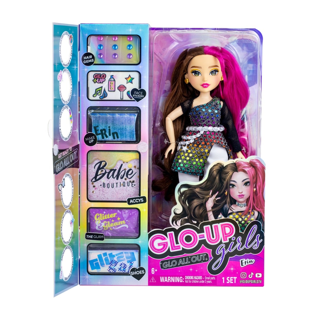 Papusa Glo-Up Girls Erin cu Machiaj si Accesorii