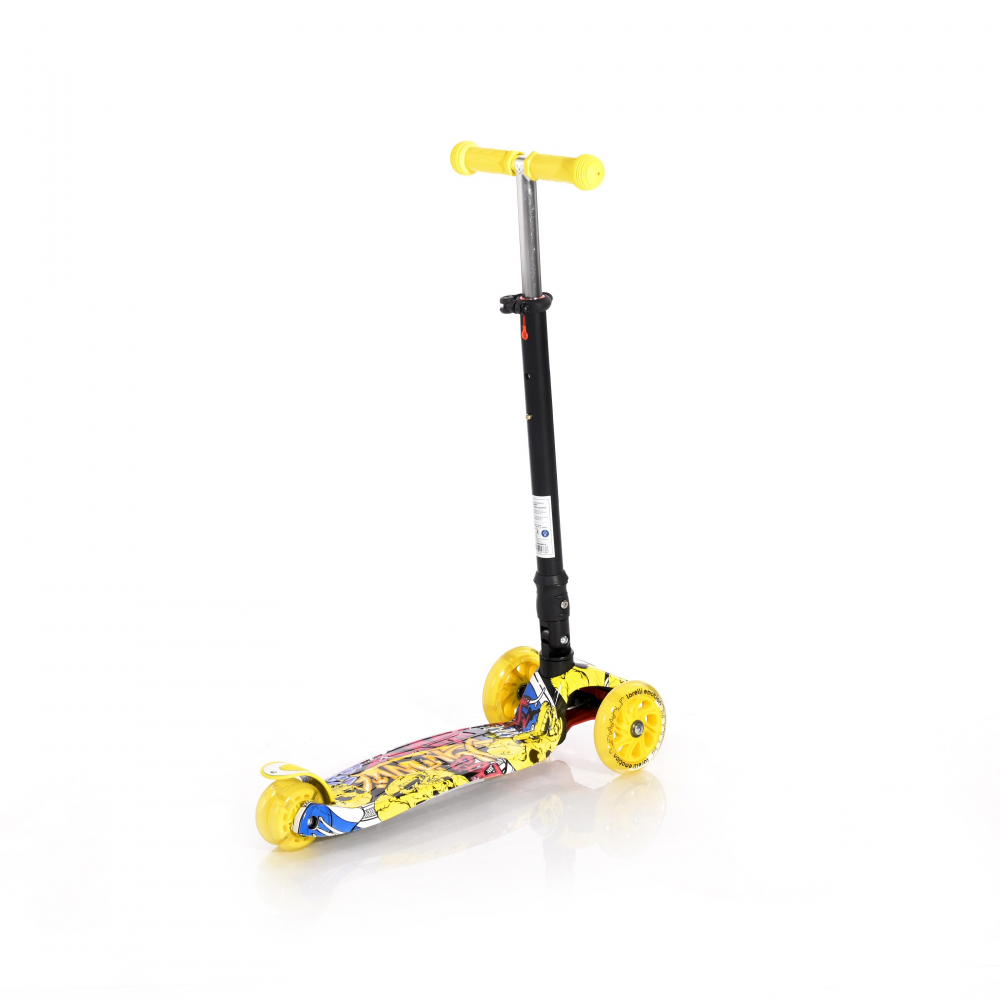 Trotineta Lorelli Rapid Yellow, 4 roti LED, Pliabila - imagine 2