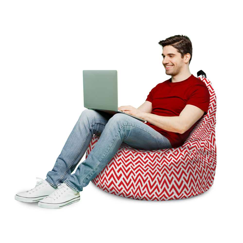 Fotoliu Puf Updeco Big Chill Roșu-Alb - Confort Extrem - imagine 4