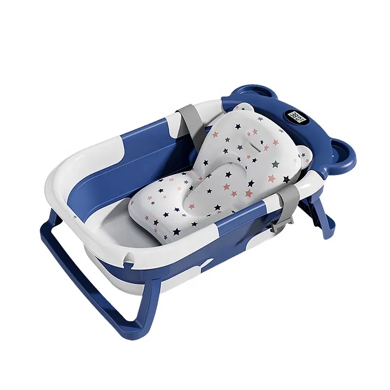 Cădiță Bebe Pliabilă Little Mom Blue cu Termometru - imagine 6