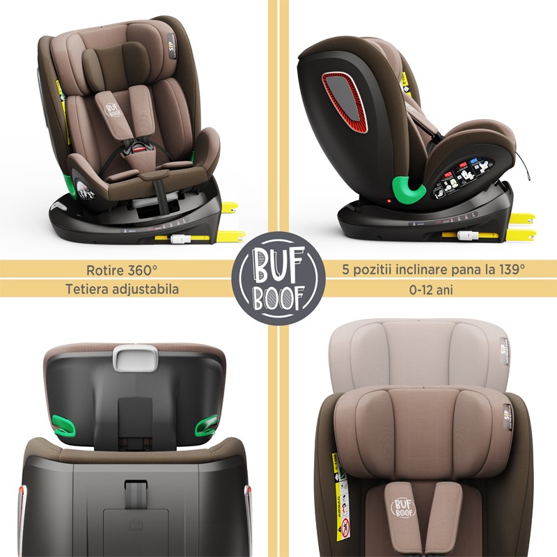 Scaun Auto Buf Boof Platinum i-Size 360°, Isofix, 0-36kg - imagine 6