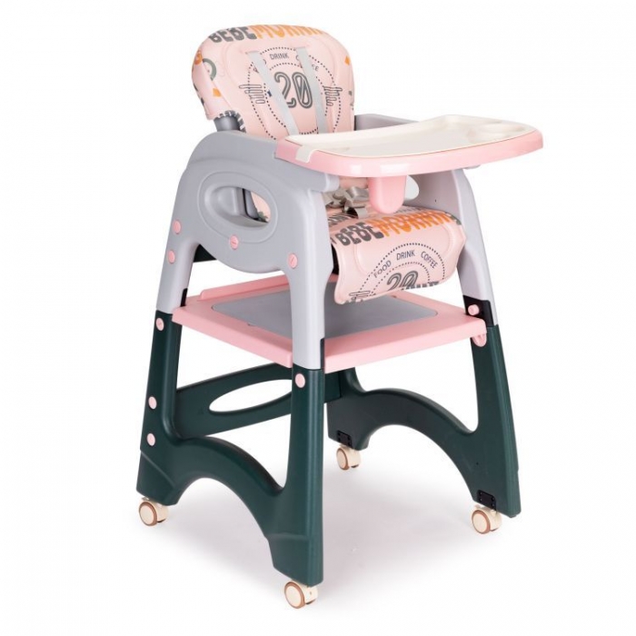 Scaun de masa 2 in 1 Ecotoys Roz, Ergonomic - imagine 9