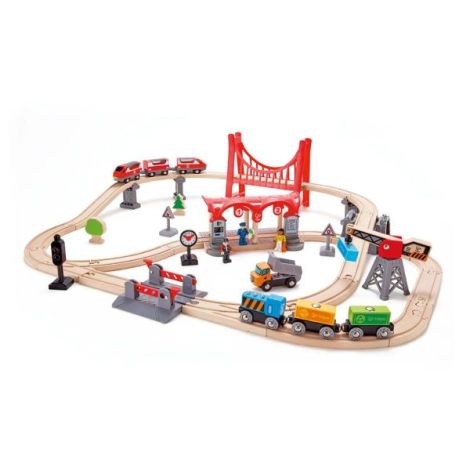 Set Tren Urban Lemn Hape - 51 Piese