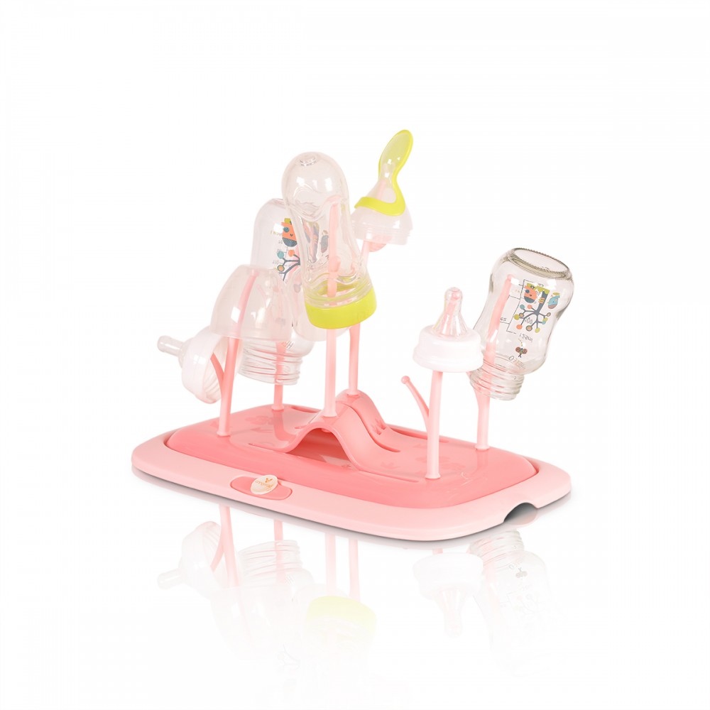 Suport Uscare Biberoane Cangaroo Coral Pink - imagine 3