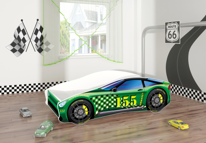 Pat Tineret Race Car MyKids, 160x80 cm, Verde