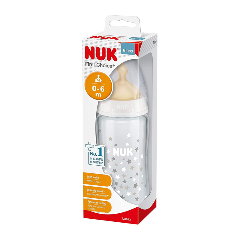 Biberon NUK First Choice+ 240ml, Latex, 0-6 luni