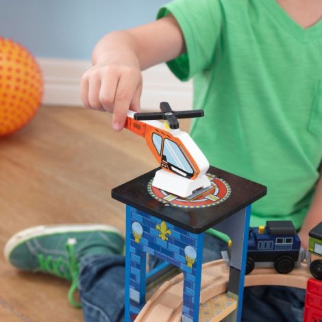 Kidkraft Super Highway - Set Trenulet Lemn, 80 Piese - imagine 6