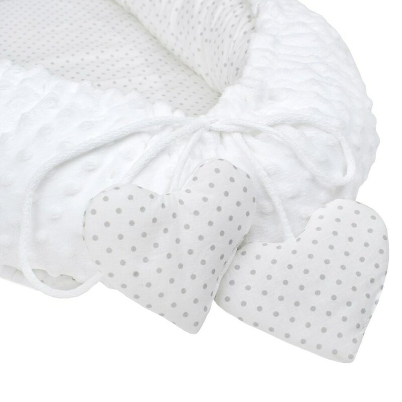 Set Cuib New Baby Minky Heart White - imagine 5