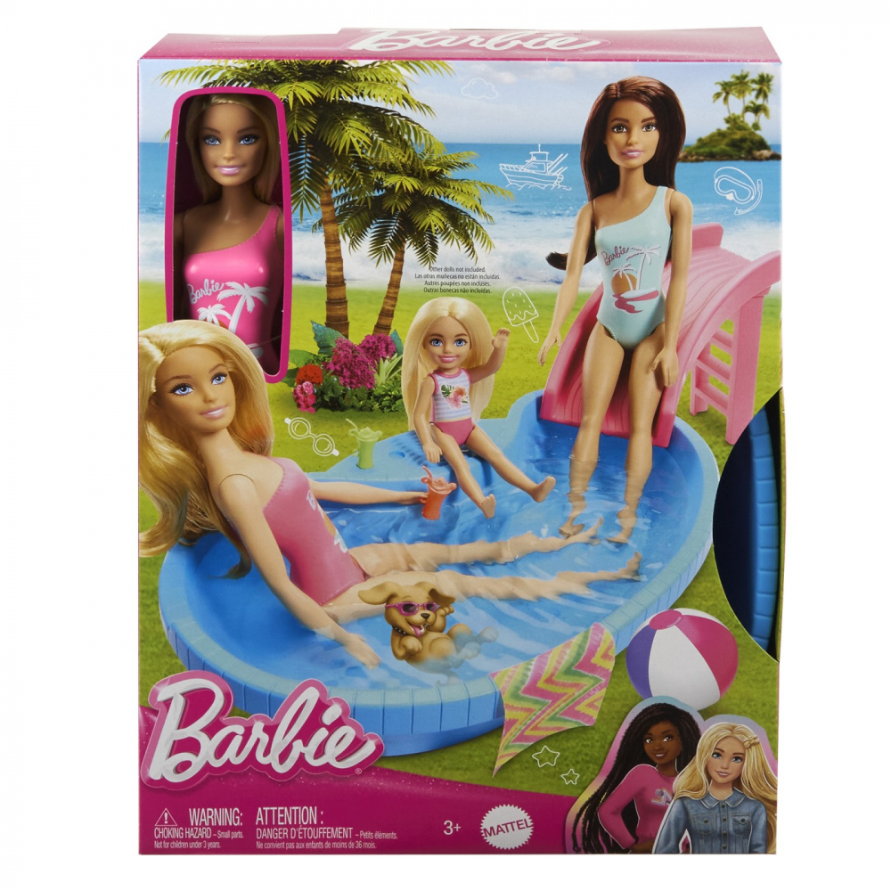 Barbie Piscina cu Tobogan Mattel | distractie garantata