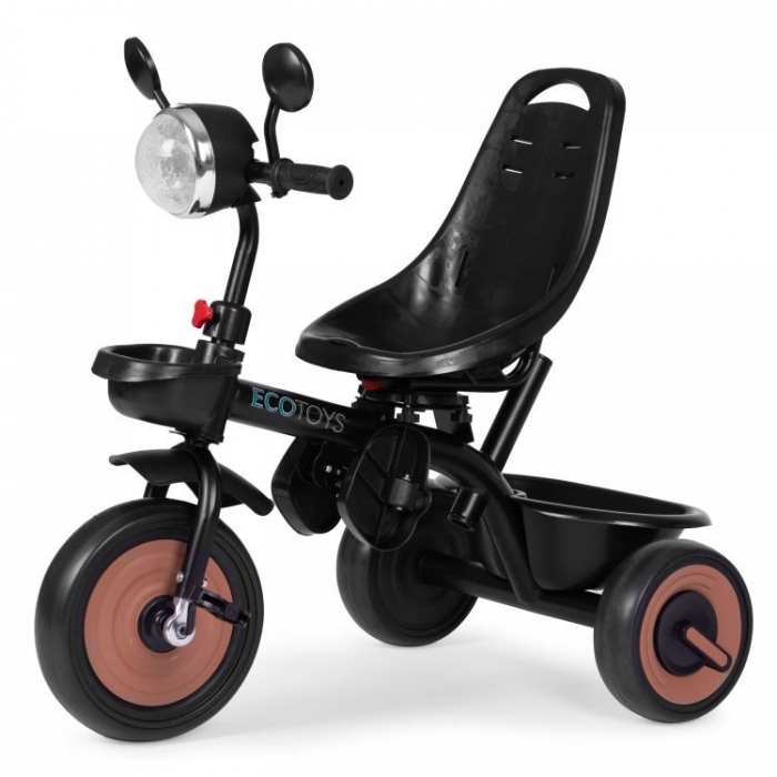 Tricicleta Ecotoys 3-in-1, scaun 360°, bej - imagine 2