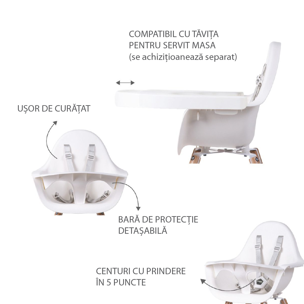 Scaun de masa reglabil Childhome Evolu 2, Natural/Alb - imagine 5