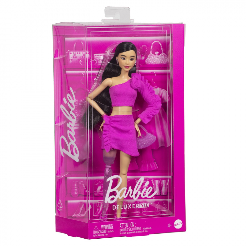 Papusa Barbie Deluxe Style Bruneta cu Picior Protetic Mattel
