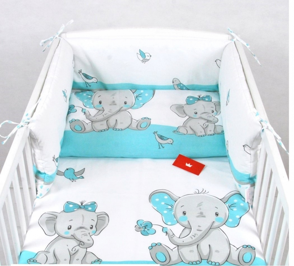Lenjerie patut 3 piese Arya Kids Elefantei turcoaz