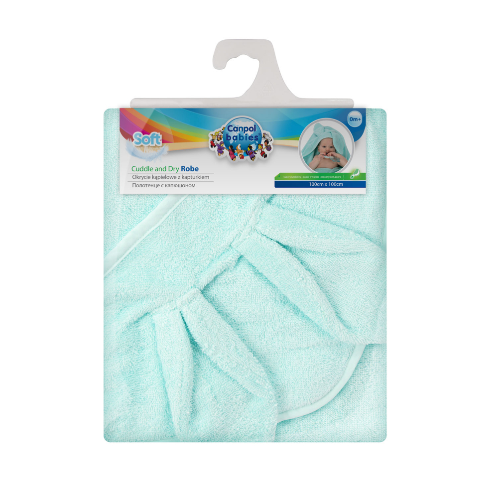 Prosop Copii cu Gluga Canpol, 100x100 cm, Turquoise - imagine 3