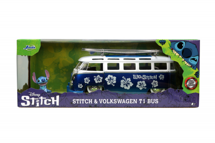 Jada Autobuz VW T1 + Figurina Stitch Scara 1:24